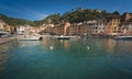 Beautiful sea coast with colorful houses in Portofino, Italy Royalty Free Stock Photo