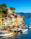 Beautiful sea coast with colorful houses in Portofino, Italy Royalty Free Stock Photo