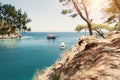 Beautiful sea coast `Paradise bay` near Kemer, Turkey. Royalty Free Stock Photo