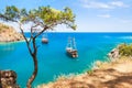 Beautiful sea coast `Paradise bay` near Kemer, Turkey. Royalty Free Stock Photo