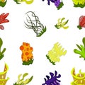 Beautiful sea corals in bright funny cartoon colors Royalty Free Stock Photo