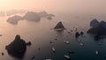 Beautiful sea landscape from flycam in Ha Long Bay, Vietnam. Halongbay is World Natural Heritage of Quang Ninh, Vietnam.