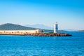 Beautiful sea landscape with lighthouse near city Ayvalik, Turkey Royalty Free Stock Photo