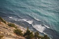 Beautiful sea landscape, pine trees grow on the rocky coast of the Black Sea coast Royalty Free Stock Photo