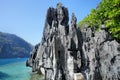 Beautiful sea landscape with sharp rocks . Palawan Island . Royalty Free Stock Photo