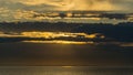 Beautiful sea landscape with sunset on the horizon. Sochi, Black Sea coast of south of Russia. Scenic sky with clouds Royalty Free Stock Photo