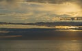 Beautiful sea landscape with sunset on the horizon. Sochi, Black Sea coast of south of Russia. Scenic sky with clouds Royalty Free Stock Photo