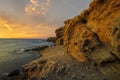 Beautiful sea landscape - sunset over a rocky ocean cliff.Punta Papagayo