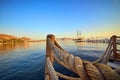 Beautiful sea landscape with tourist ships on the background in Bodrum, Turkey. Vacation Outdoors Seascape Summer Travel Concept Royalty Free Stock Photo