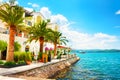 Beautiful sea promenade in Tivat, Montenegro