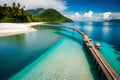 beautiful sea and ring coral view from top of bohey dulang island