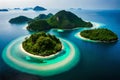 beautiful sea and ring coral view from top of bohey dulang island