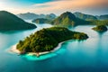 beautiful sea and ring coral view from top of bohey dulang island