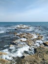 Beautiful Sea, Rocks And Horizon Background