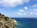 Beautiful sea and rocks vew over horizon in Cala Llonga bay, Me Royalty Free Stock Photo