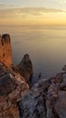 Beautiful sea and rocks view during sunset from Alanya castle at peninsula, Turkey Royalty Free Stock Photo