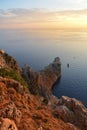 Beautiful sea and rocks view during sunset from Alanya castle at peninsula, Turkey Royalty Free Stock Photo