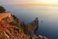 Beautiful sea and rocks view during sunset from Alanya castle at peninsula, Turkey Royalty Free Stock Photo