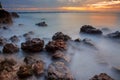 Beautiful sea scape morning light at wang kaew beach rayong eastern thailand