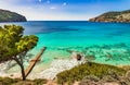 Beautiful sea scenery at bay of Camp de Mar on Majorca island, Spain Royalty Free Stock Photo