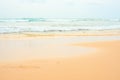 Beautiful sea summer or spring abstract background. Golden sand beach with blue ocean and cloudscape Royalty Free Stock Photo