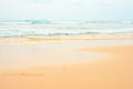 Beautiful sea summer or spring abstract background. Golden sand beach with blue ocean and cloudscape Royalty Free Stock Photo