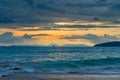 Beautiful sea during sunset, blue clouds over the sea and orange Royalty Free Stock Photo