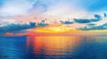 Beautiful sea sunset landscape sunrise seascape, tropical island beach exotic nature, blue water ocean waves, colorful sky, sun Royalty Free Stock Photo