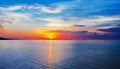 Beautiful sea sunset landscape sunrise seascape, tropical island beach exotic nature, blue water ocean waves, colorful sky, sun Royalty Free Stock Photo