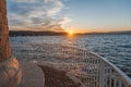 Beautiful sea sunset, observation deck, bay of Saint-Tropez Fran Royalty Free Stock Photo