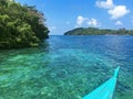 beautiful sea view with blue water and islands around.