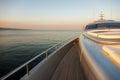 Beautiful sea view from the left board side of a luxury yacht at sunset / sunrise Royalty Free Stock Photo