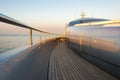 Beautiful sea view from the left board side of a luxury yacht at sunset / sunrise Royalty Free Stock Photo