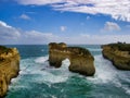 Beautiful sea wave and isolated reef caves Royalty Free Stock Photo