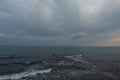 Beautiful sea with waves and sky with clouds in the evening for background. Ocean horizon. Nice seascape.