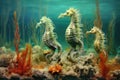 beautiful seahorse family in their natural habitat
