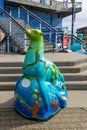 beautiful seal lion sculptures in front of the Aquarium of the Bay at Fisherman\'s Wharf on Pier 39 in San Francisco