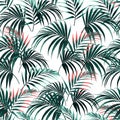 Beautiful seamless abstract floral summer pattern background with tropical palm orange leaves. Royalty Free Stock Photo