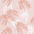 Beautiful seamless abstract floral summer pattern background with tropical palm orange leaves. Royalty Free Stock Photo