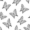 Beautiful seamless background of butterflies black and white colors. design greeting card and invitation of the wedding, birthday Royalty Free Stock Photo