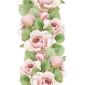 Beautiful seamless border with pink roses. Element for decor.