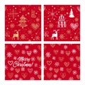 Beautiful seamless Christmas and winter patterns, drawn by hand. Many festive elements and patterns