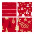 Beautiful seamless Christmas and winter patterns, drawn by hand. Many festive elements and patterns