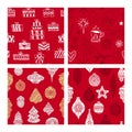 Beautiful seamless Christmas and winter patterns, drawn by hand. Many festive elements and patterns