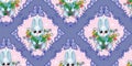 Beautiful seamless Easter pattern with cute rabbit