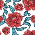 Seamless floral pattern with decorative peony