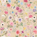 Beautiful seamless floral pattern with watercolor hand drawn gentle summer flowers. Stock illustration. Natural artwork. Royalty Free Stock Photo