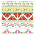 Beautiful seamless ornaments - vector borders with flowers dahlia