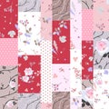 Beautiful seamless patchwork pattern. Floral and polka dot patches. Print for fabric. Royalty Free Stock Photo