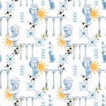 Beautiful seamless pattern with antique statue head bust of the Greek goddess Aphrodite and olives sun columns . Stock